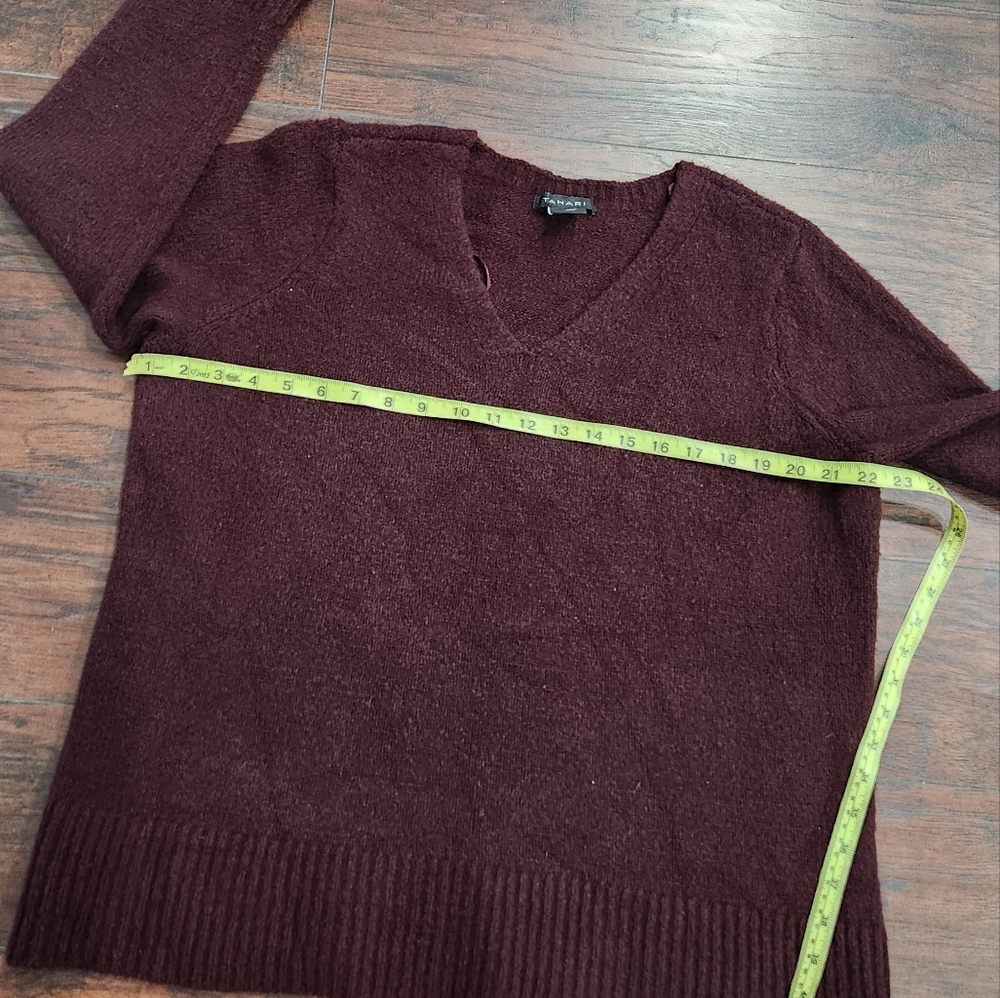 Tahari Deep Burgundy V-Neck Sweater - Picture 6 of 7